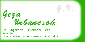 geza urbancsok business card